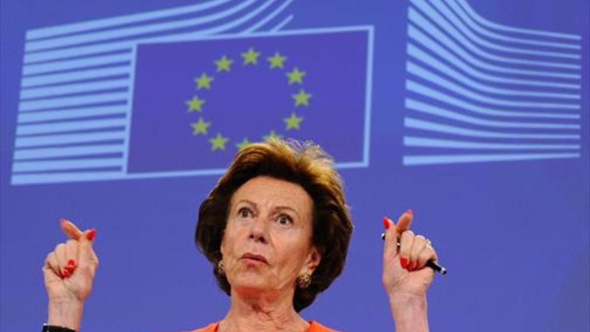 Neelie Kroes, en un acto comunitario en sus tiempos de comisaria.