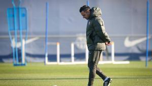 Xavi, en un entrenamiento del Barça