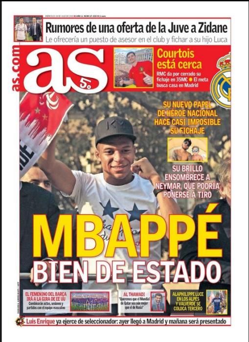 Portada AS miércoles 18 de julio de 2018