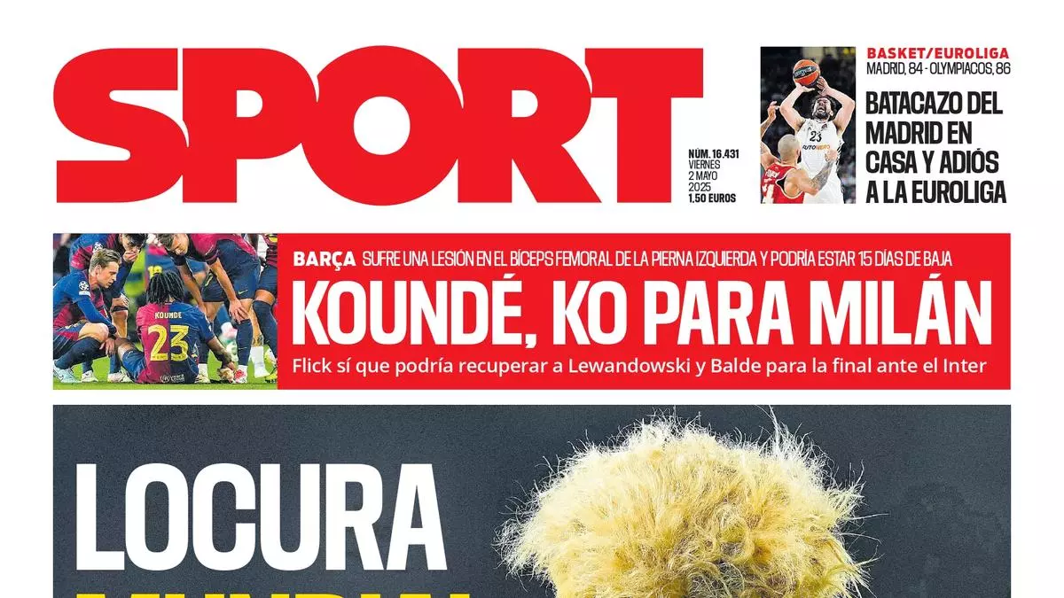 La portada de SPORT de hoy viernes, 2 de mayo de 2025