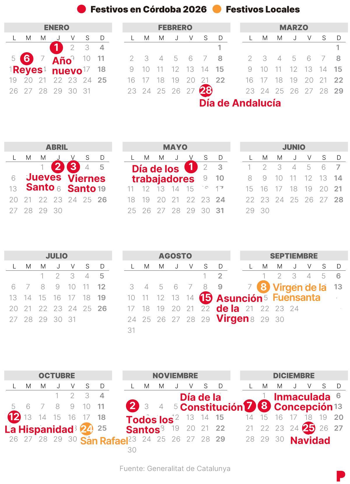 Calendario Laboral Córdoba 2026