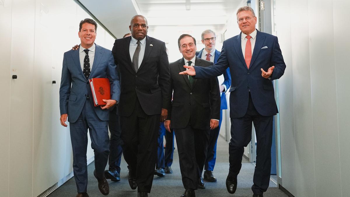 Fabián Picardo, David Lammy, José Manuel Albares y Maroš Šefčovič.