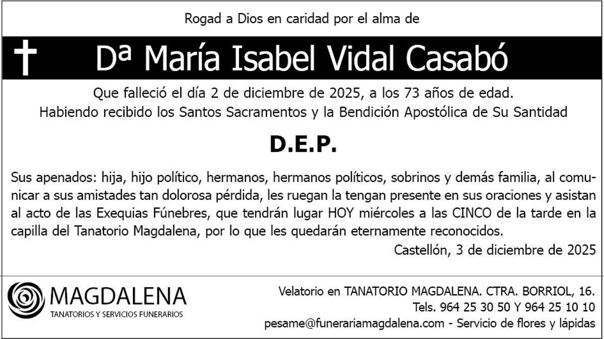 Dª María Isabel Vidal Casabó
