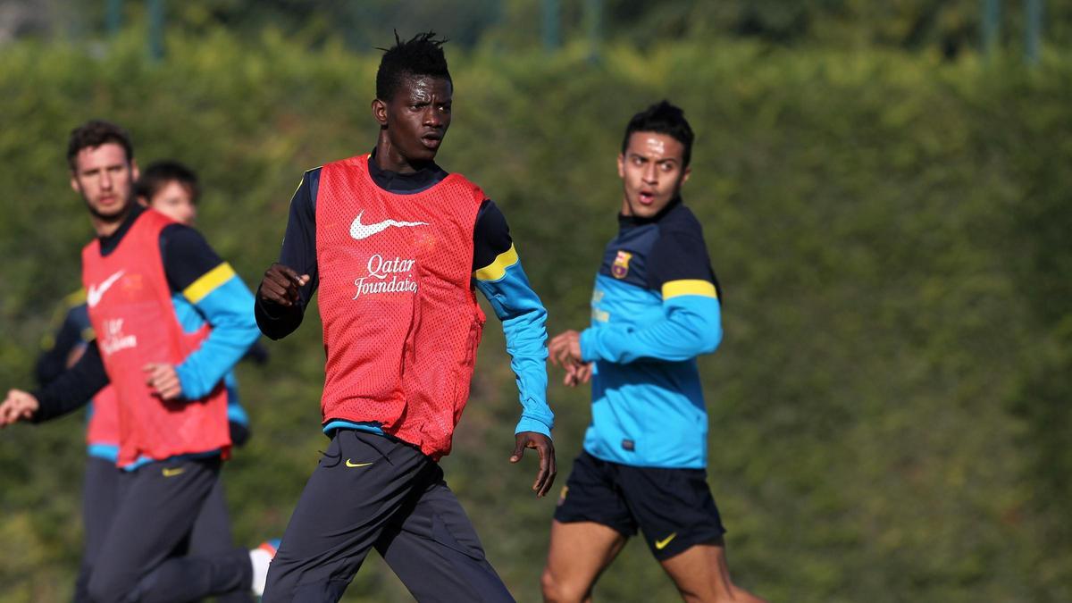 Edgar Ié, en un entrenamiento con el filial del FC Barcelona