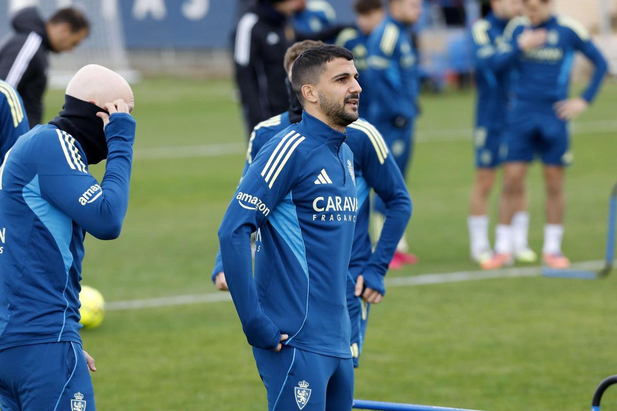 Pomares, en un entrenamiento en la Ciudad Deportiva.