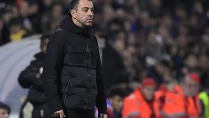 Xavi, en el estadio Rico Pérez durante el Intercity-Barça de Copa.