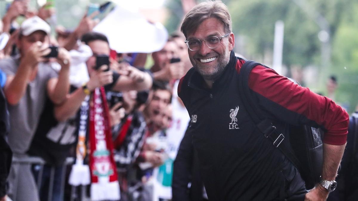 Jurgen Klopp, a su llegada al hotel de concentración de Kiev.