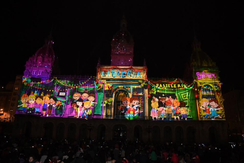 Navidad en A Coruña | Encendido del alumbrado navideño en María Pita