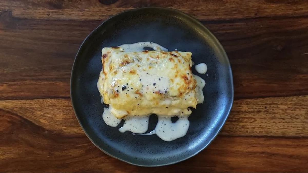 El canelón del restaurante Apicius (Valencia).