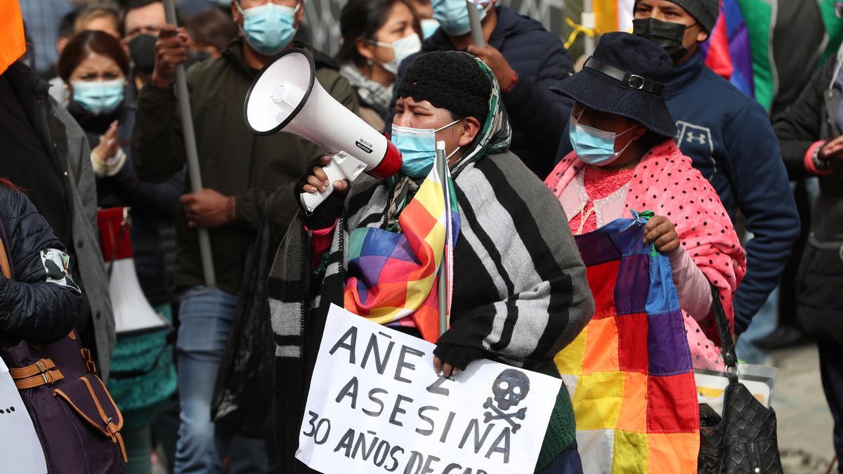 Protestas contra la expresidenta interina de Bolivia Jeanine Áñez.