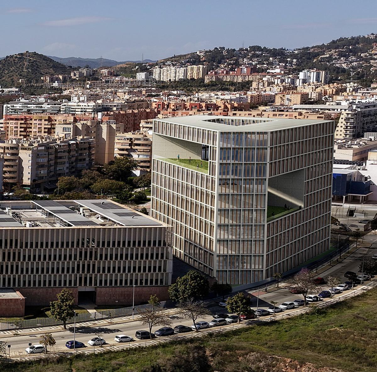 Recreación de cómo será la ampliación de la Ciudad de la Justicia de Málaga.