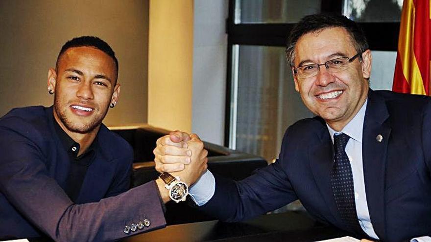 Una imagen de Neymar con Bartomeu