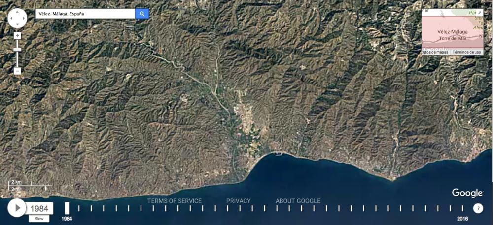 Así ha cambiado la provincia de Málaga desde 1984 a 2016.