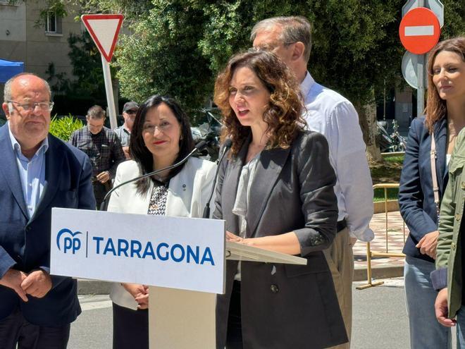 La presidenta de la Comunitat de Madrid, Isabel Díaz Ayuso, a Tarragona