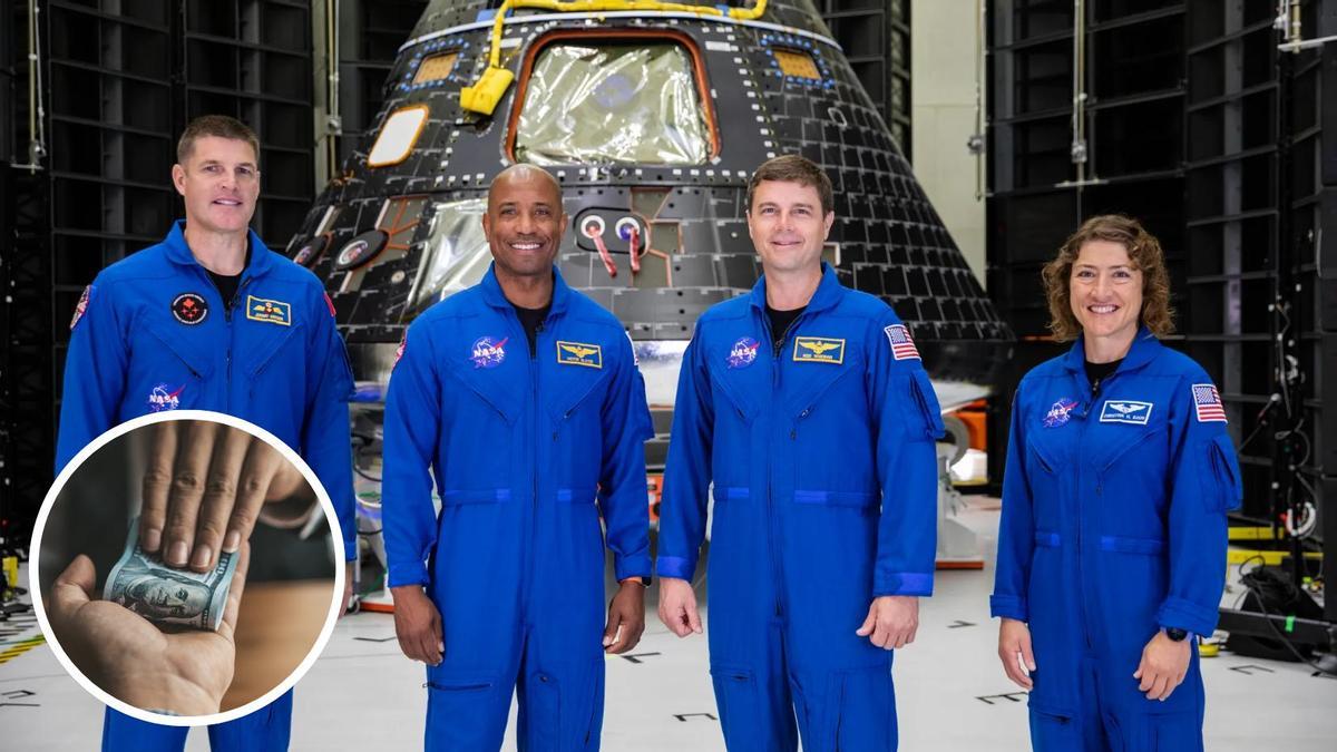 Salario de los astronautas de la misión Artemis II; De izquierda a derecha: Jeremy Hansen, especialista de misión; Victor Glover, piloto; Reid Wiseman, comandante; y Christina Hammock Koch, especialista de misión.