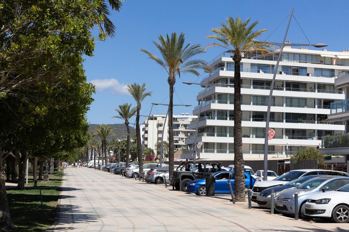 Detalle del paseo de Juan Carlos I de Ibiza.