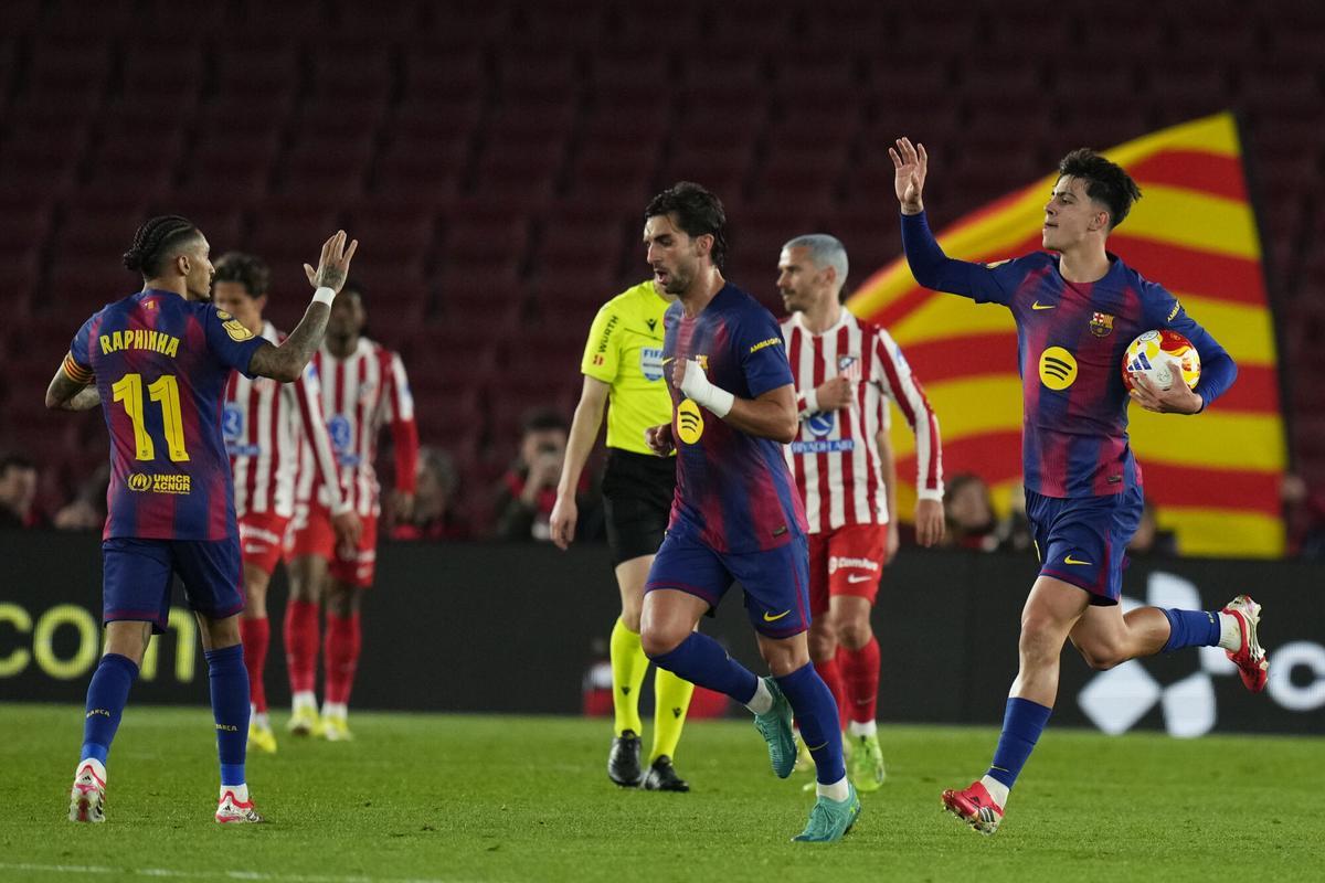 Bernal celebra uno de los goles anotados ante el Atlético
