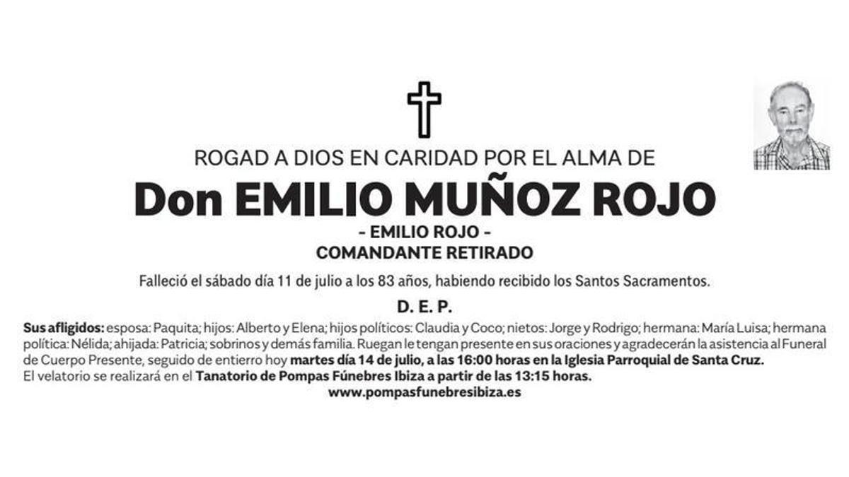 Esquela Emilio Muñoz Rojo