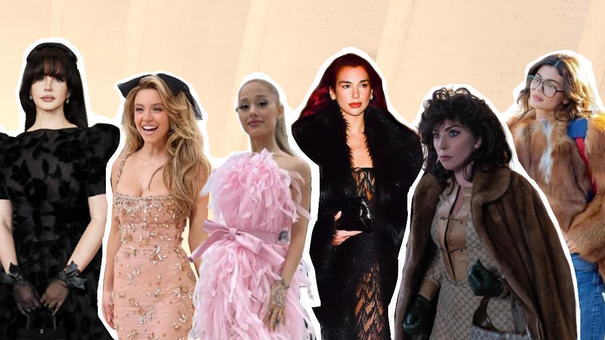 A la izquierda, el equipo 'coquette' (Lana del Rey,  Sydney Sweeney y Ariana Grande), y a continuación, las divas de la estética 'mob wife' (Dua Lipa, Lady Gaga y Kylie Jenner).