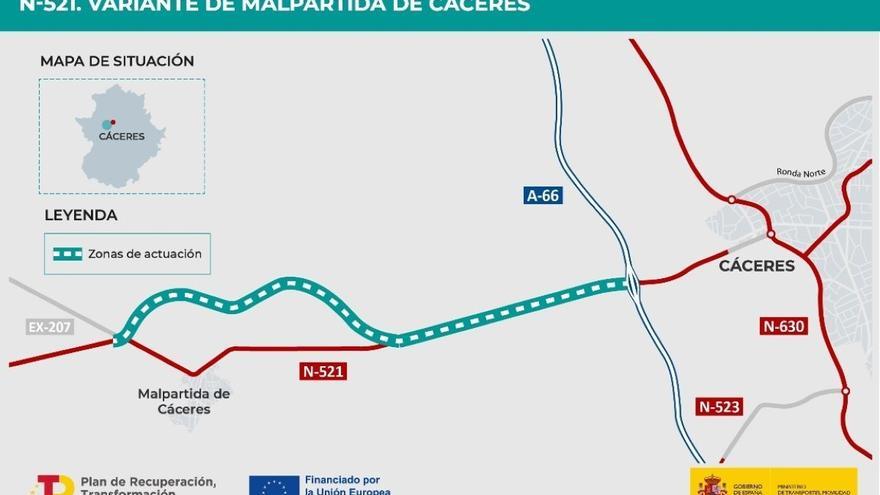 Carreteras de Extremadura: Adjudicadas las obras de la variante de Malpartida de Cáceres por 43 millones de euros