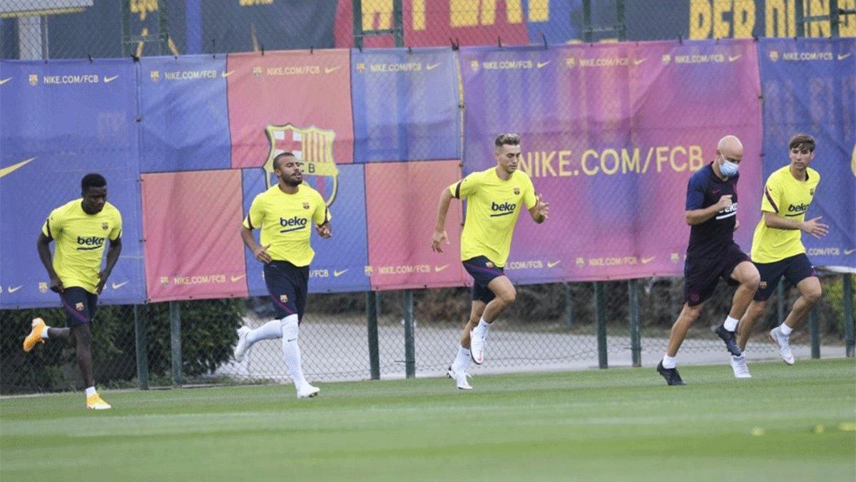 Wague, Rafinha, Oriol Busquets y Miranda se ejercitan junto al preparador Marc Guitart