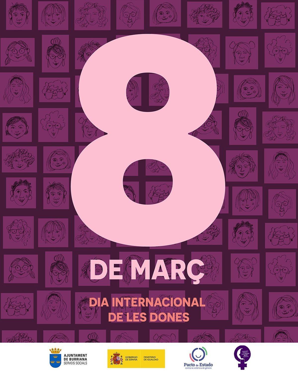 Cartel anunciador de la conmemoración del 8M en Burriana.