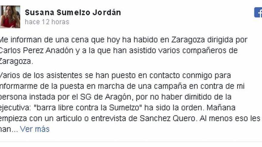 Sumelzo denuncia que el PSOE aragonés ha iniciado una campaña contra ella