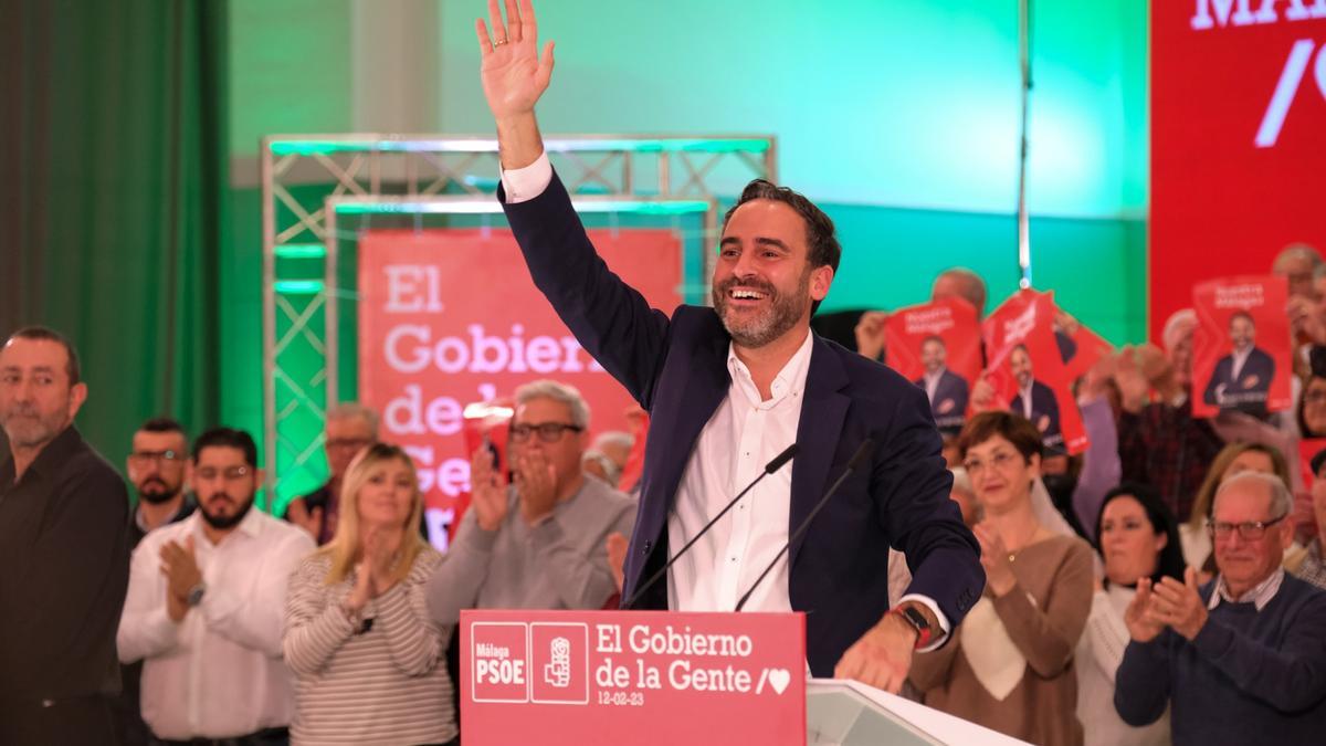 Dani Pérez estuvo eufórico en el mitin del PSOE.