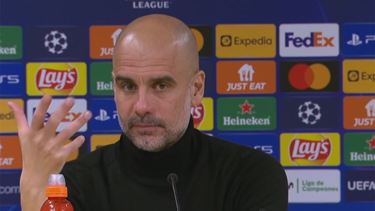 Guardiola, durante la rueda de prensa