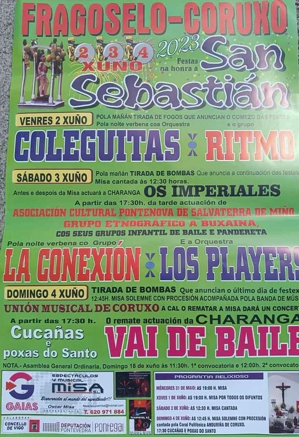 Cartel de las fiestas de San Sebastián en Fragoselo.