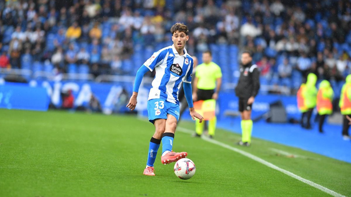 Rafa Obrador, en un partido ante el Sporting en Riazor