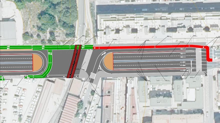 La solución adoptada en el proyecto para la avenida Beniardà.