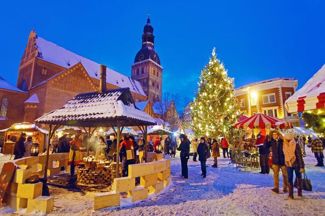 Mercado de Navidad en Riga, Letonia