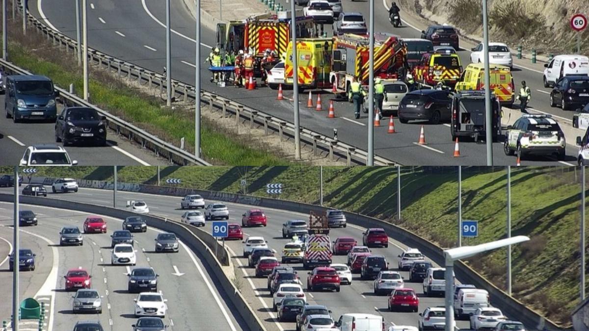 Dos accidentes complican a esta hora la entrada a Madrid por la A-3 y la A-5.