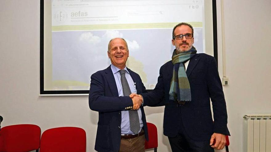 Guillermo Laine y Alfonso López, ayer, en la presentación de la plataforma tecnológica.