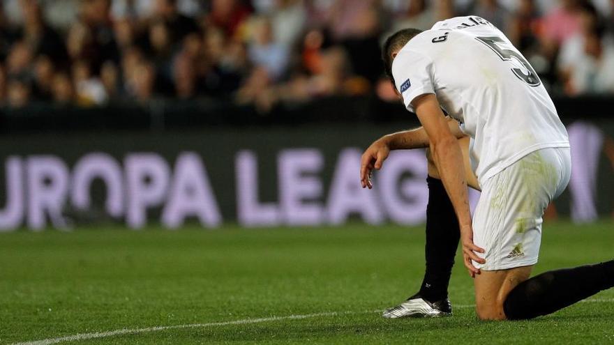 Un partido de la Liga Europa en Mestalla en la edición pasada