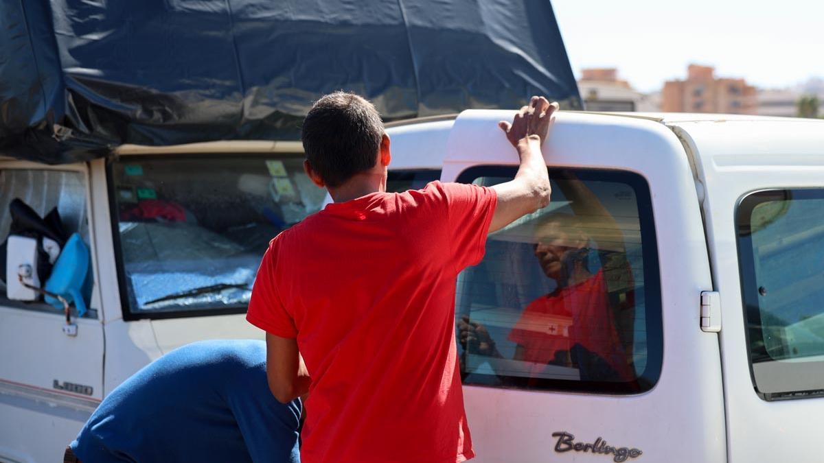 Las imágenes de las caravanas en el aparcamiento de sa Joveria de Ibiza