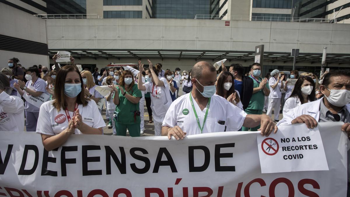 Protesta contra los recortes de personal sanitario