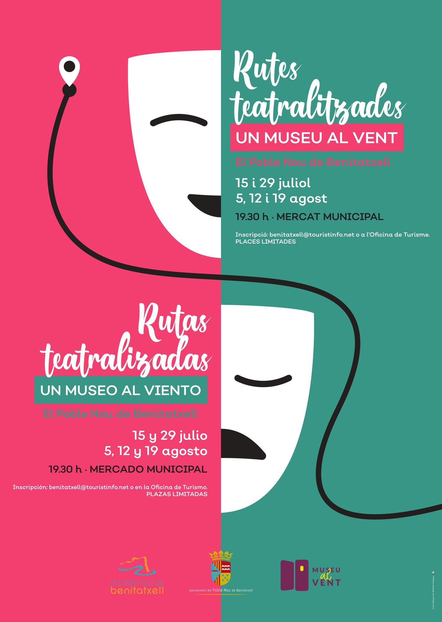 Cartel de las rutas teatralizadas “Museo al viento” en Poble Nou de Benitatxell.