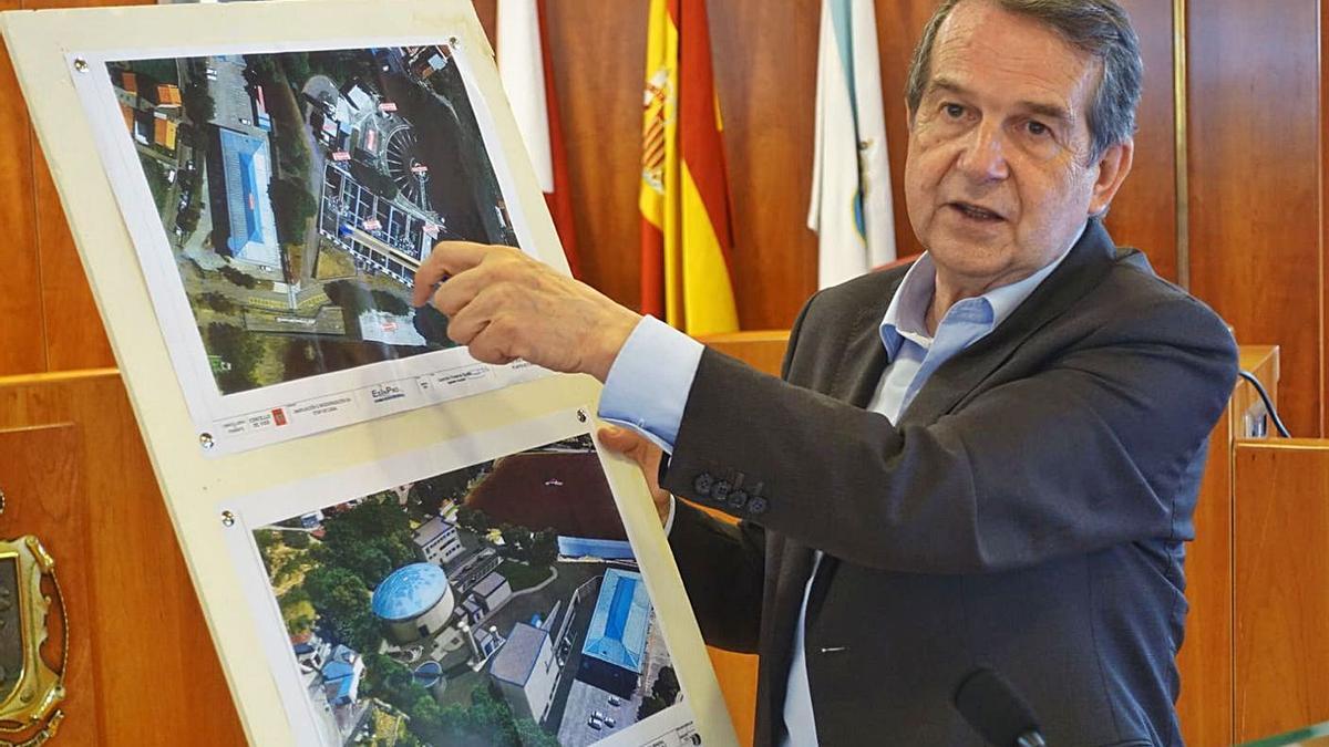 Abel Caballero durante la presentación de las obras de la potabilizadora.