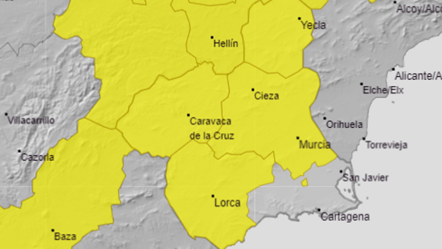 La Aemet emite nivel amarillo por altas temperaturas este viernes en la Región