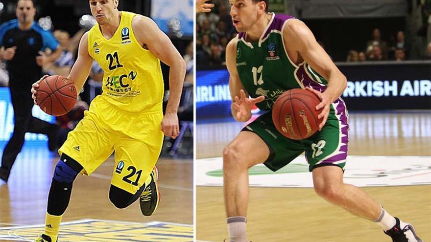 Milosavljevic, con la camiseta del Alba Berlín y la del Unicaja.