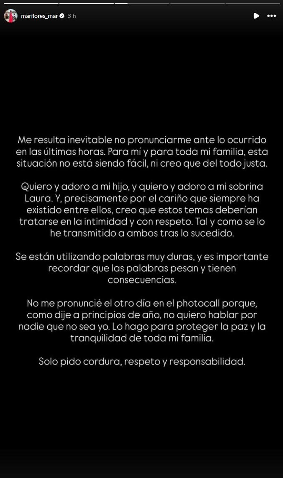 Comunicado de Mar Flores.