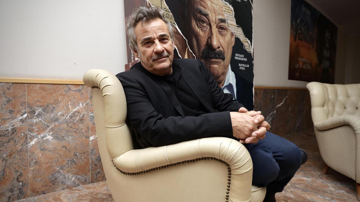 Eduard Fernández, este martes, en los cines Palafox de Zaragoza.