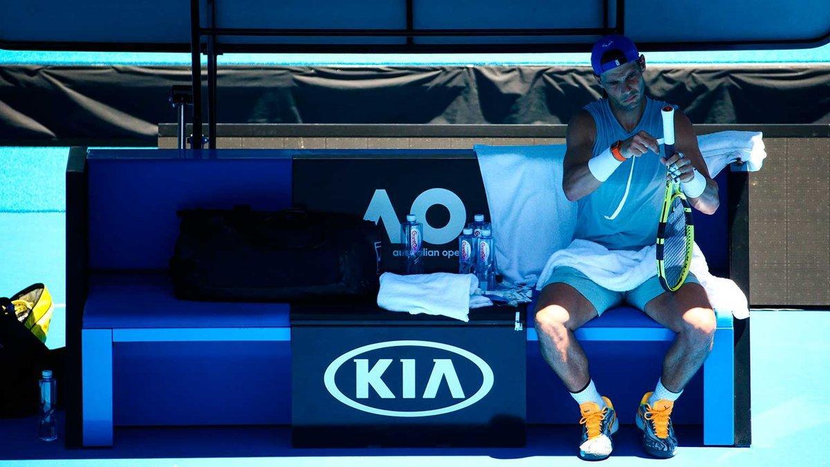 Rafa Nadal, durante un entrenamiento en Melbourne Park