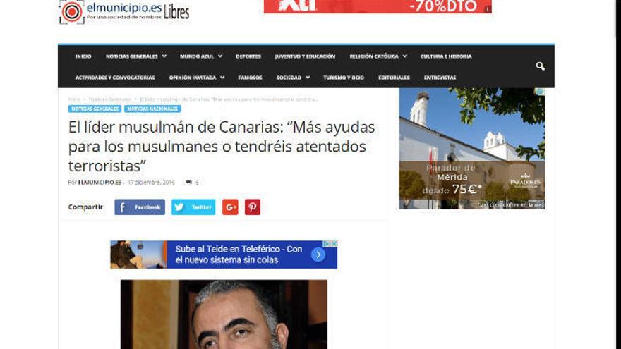 Captura de unas declaraciones falsas atribuidas al imán supremo de Canarias.