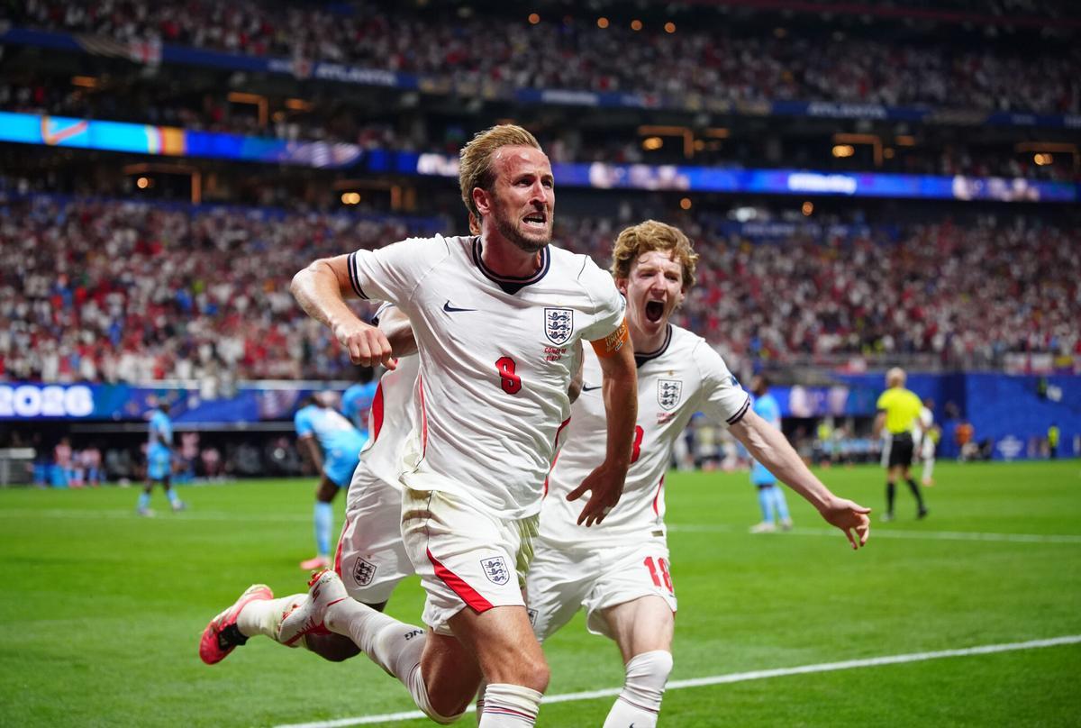 01 July 2026, US, Atlanta: England's Harry Kane celebrates scoring their side's first goal of the game during the 2026 FIFA World Cup Round of 32 soccer match between England and DR Congo at Atlanta Stadium. Photo: Bradley Collyer/PA Wire/dpa 01/07/2026 ONLY FOR USE IN SPAIN. Bradley Collyer/PA Wire/dpa;soccer;2026 FIFA World Cup - England vs DR Congo;