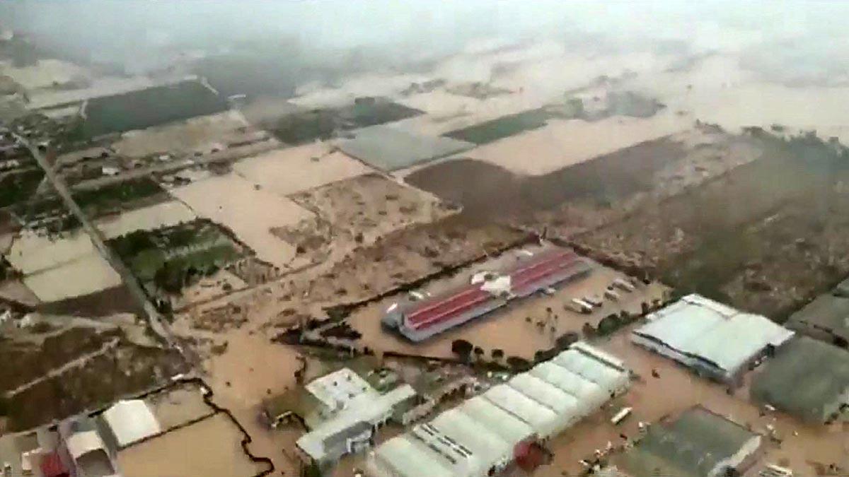 Imágenes aéreas de los campos inundados en Orihuela