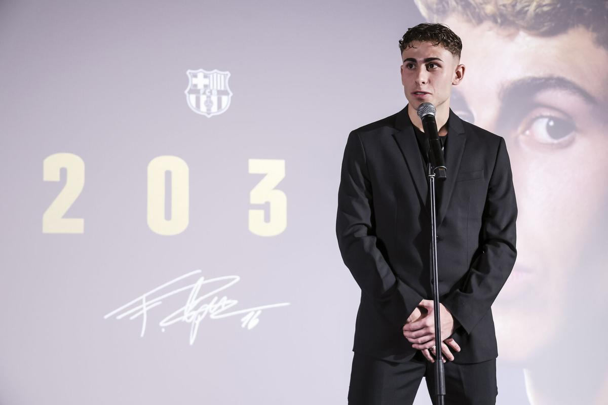 Fermin Lopez attends his press conference during his renovation as player of FC Barcelona at Commercial Office on February 06, 2026 in Barcelona, Spain. AFP7 06/02/2026 ONLY FOR USE IN SPAIN. Javier Borrego / AFP7 / Europa Press;2026;SOCCER;SPORT;ZSOCCER;ZSPORT;Fermin Lopez Renovation as player of FC Barcelona