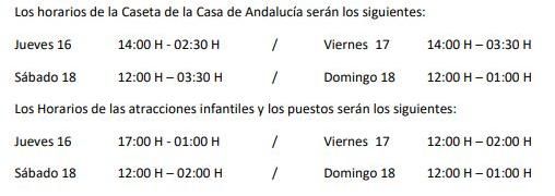 Horarios anunciados por la organización